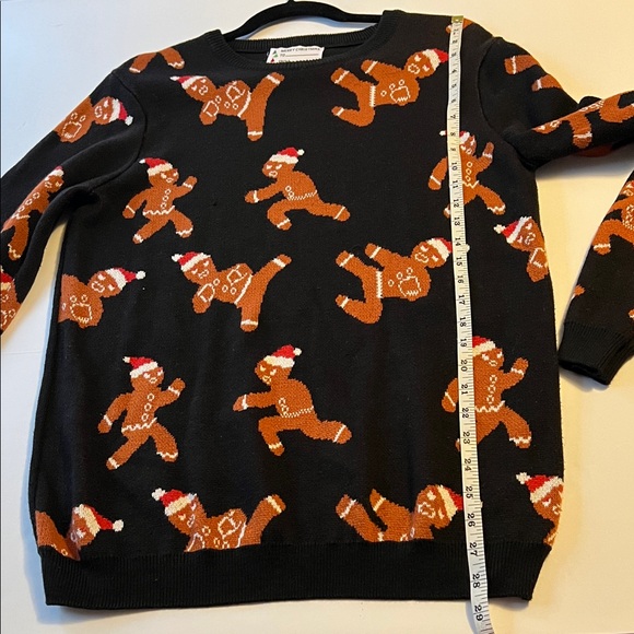 Christmas Gingerbread Ninjas Ugly Sweater Soft Lounge Party Unisex Black Med EUC - Picture 6 of 7